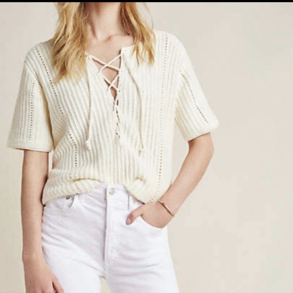 NWT, Anthropologie cream shirt, women's large